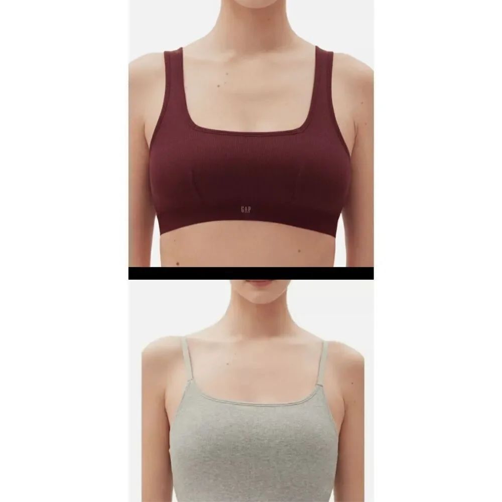 Lot of 2 GapBody NWT size Small - 1 maroon bralette, 1 gray crop cami bralette